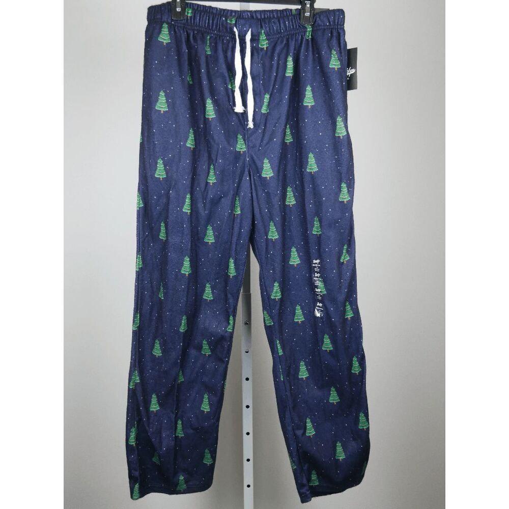 Brooklyn Cloth Men’s Christmas Pajama Pants Size S Navy Blue Tree Print Pants